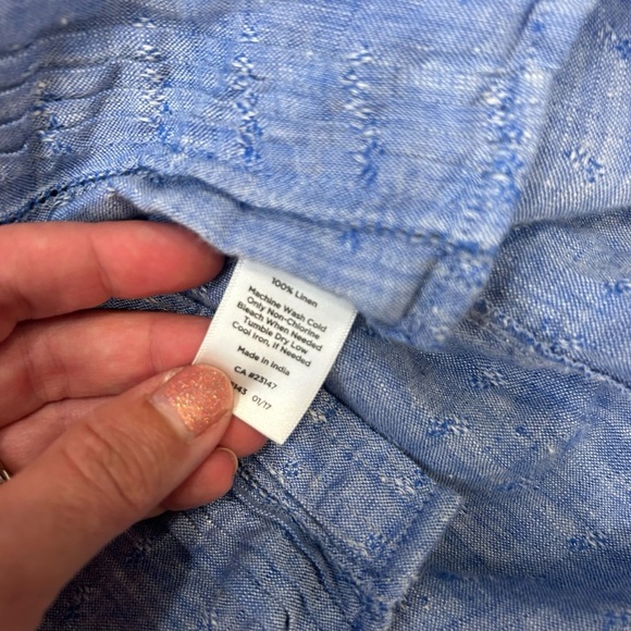 Talbots blue linen button up long sleeve shirt size 3XP classic coastal summer - Picture 6 of 8